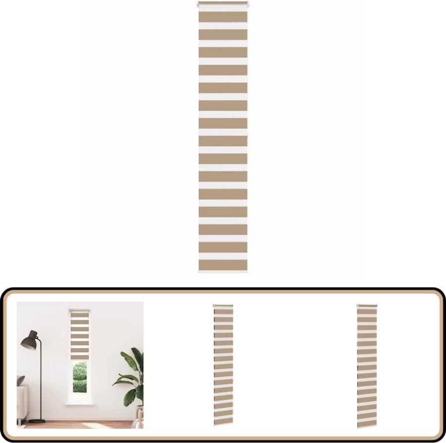VidaXL Zebra Rolgordijn 50x200 cm Zandbruin Zebra Blind Rolgordijn Zonwering Privacy Kamerscherm