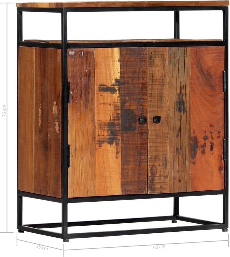 The Living Store Bijzetkast 60x35x76 cm massief gerecycled hout en staal Bijzettafel Vintage Meubels Industriële Woondecoratie Landelijke Kasten Hergebruikt Hout - Foto 2