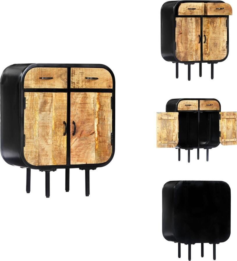 VidaXL Zijkast Zijkasten Dressoir Dressoirs Dressoir 60x30x75 cm massief mangohout en ijzer