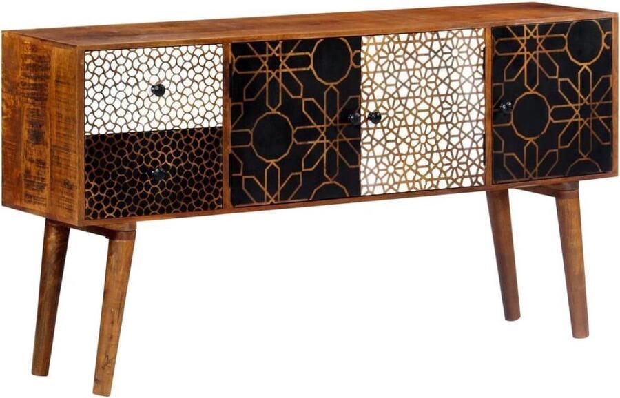 VidaXL Zijkast Zijkasten Dressoir Dressoirs Dressoir met geprint patroon 130x30x70 cm massief mangohout