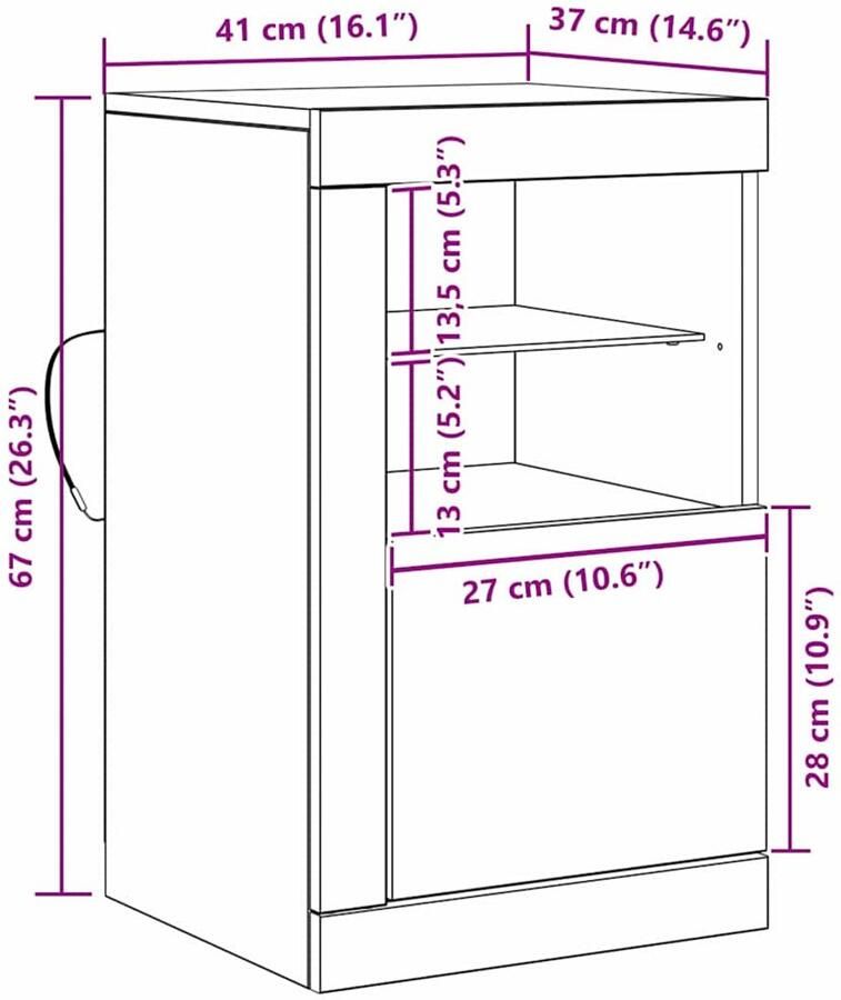 VidaXL Bijzetkast artisanaal eikenkleurig 41 x 37 x 67 cm Bewerkt hout - Foto 2