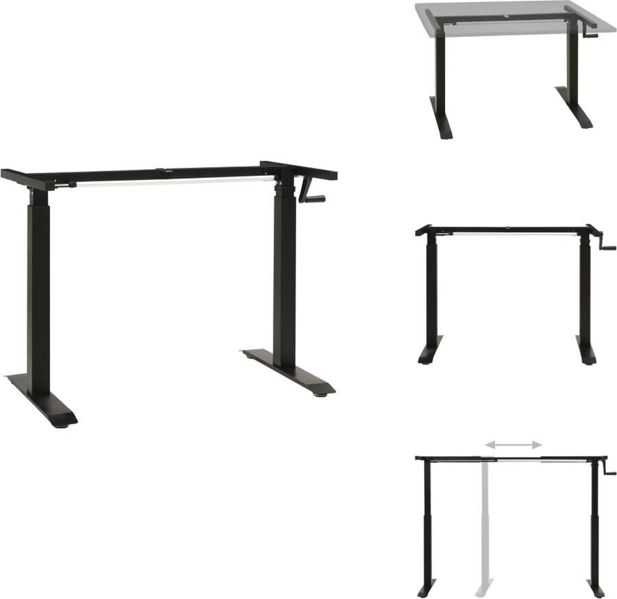 The Living Store Zit-stabureauframe met slinger handmatig zwart Handmatig Verstelbaar Bureau Zit-sta Bureau Ergonomische Bureaus Bureauframe Kantoor Meubilair - Foto 2