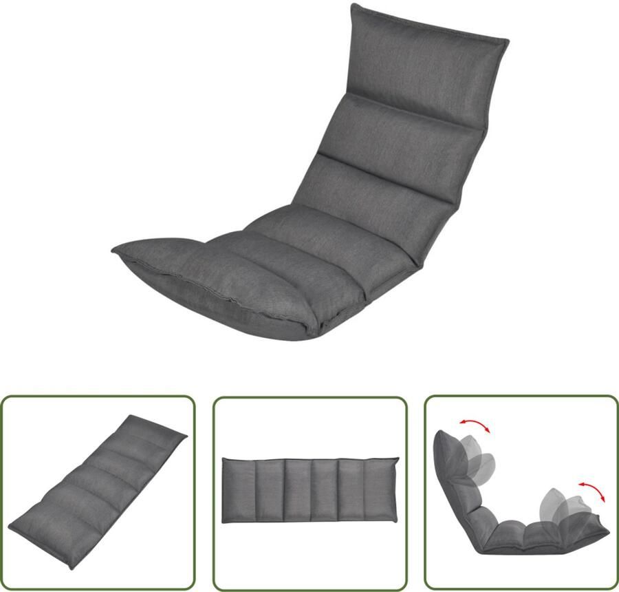 VidaXL Zitkussen Inklapbaar Grijs 130x50x13 cm Ligstoel Lounge Chair Tuinmeubilair Buitenschrijnwerk Relaxfauteuil Vouwbare Ligstoel Grijze Ligstoel Stof Ligstoel Ligbed Terras Meubels