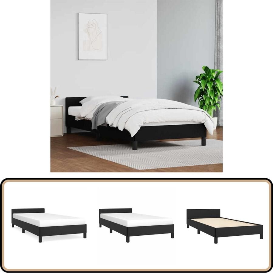 VidaXL Bedframe met hoofdeinde zonder matras 100x200 cm zwart - Foto 2