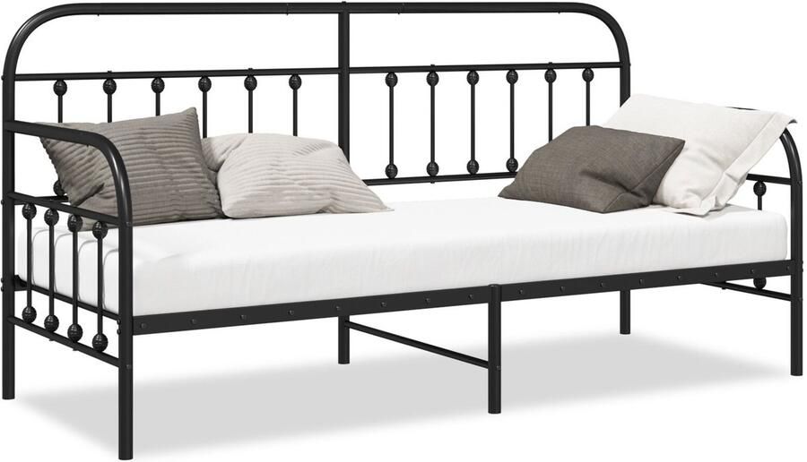 VidaXL Bedframe voor een daybed met hoofdeinde Zwart 80 x 200 cm Staal - Foto 2