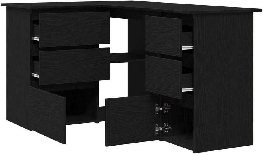 VidaXL Hoekbureau Zwart eiken Bewerkt hout 145 x 100 x 76 cm Hoekbureau - Foto 2
