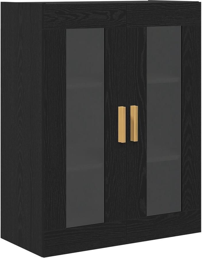 VidaXL Hangende Wandkast Zwart Eiken Bewerkt Hout 69 5 x 34 x 89 8 cm - Foto 2