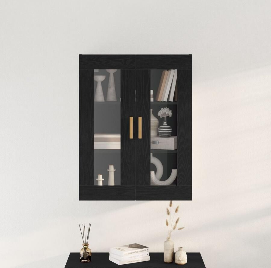 VidaXL Hangende Wandkast Zwart Eiken Bewerkt Hout 69 5 x 34 x 89 8 cm