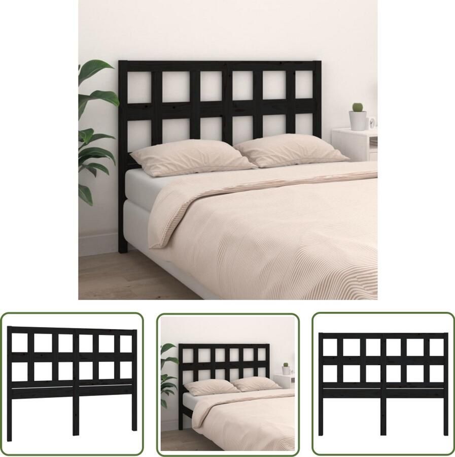 VidaXL Zwart Grenen Hoofdbord 125 5x100 cm Hoofdboard Hoofdkussen Beddecoratie Houten Meubels Rustic Decor Slaapkamer Accessoires Black Furniture