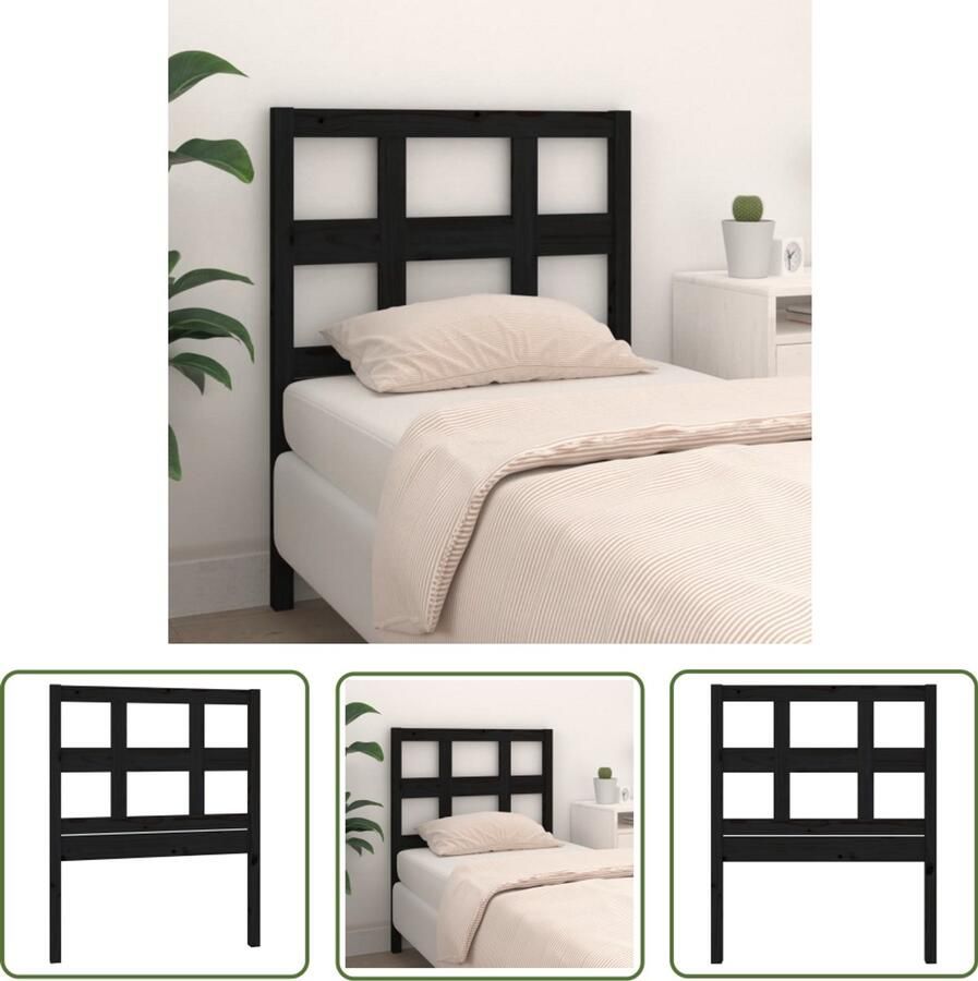 VidaXL Zwart Grenen Hoofdbord 95 5x4x100 cm Houten Hoofdeinde Hoofdboard Beddecoratie Slaapkamer Decoratie Rustiek Meubilair Zwarte Hoofdeinde