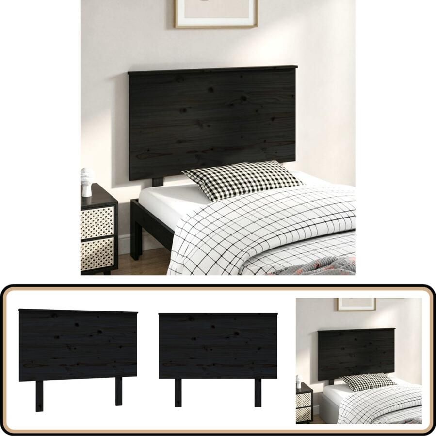 VidaXL zwart hoofdbord van grenenhout 104x82 5 cm Hoofdboard Hoofdeinde Houten Hoofdbord Black Headboard Vintage Headboard Rustic Headboard