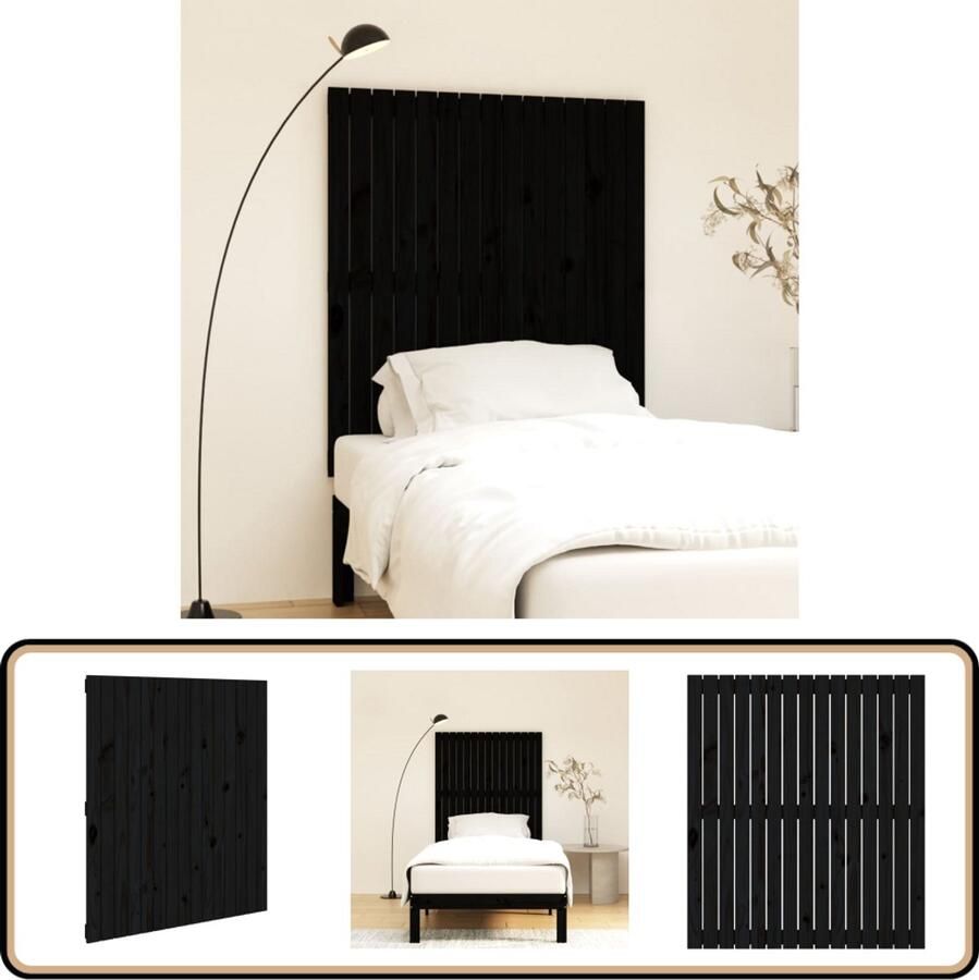 VidaXL Zwart Massief Grenen Wandhoofdbord 95x110cm Wanddecoratie Hoofdbord Slaapkamervloeren Houtmeubilair Klassieke Meubels Modern Meubeldesign