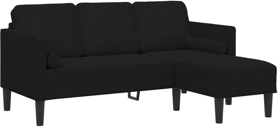 VidaXL 3-zits zetel met chaise longue L-vormig zwart 160 cm fluweel - Foto 2