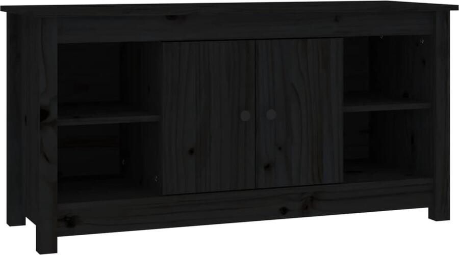 VidaXL Zwart Tv-meubel van Grenenhout 103 cm Tv Kast Houten Tv Kast Grenenhout Tv Kast Zwarte Tv Kast Tv Stand Salontafel Media Kast