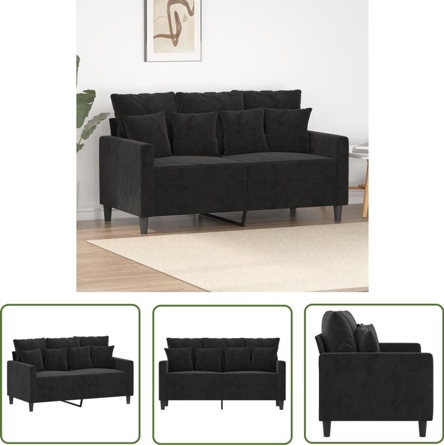 The Living Store Tweezitsbank 120 cm fluweel zwart Tweezitsbank Zwarte Bank Fluweelb Bank Salontafel Bankstellen