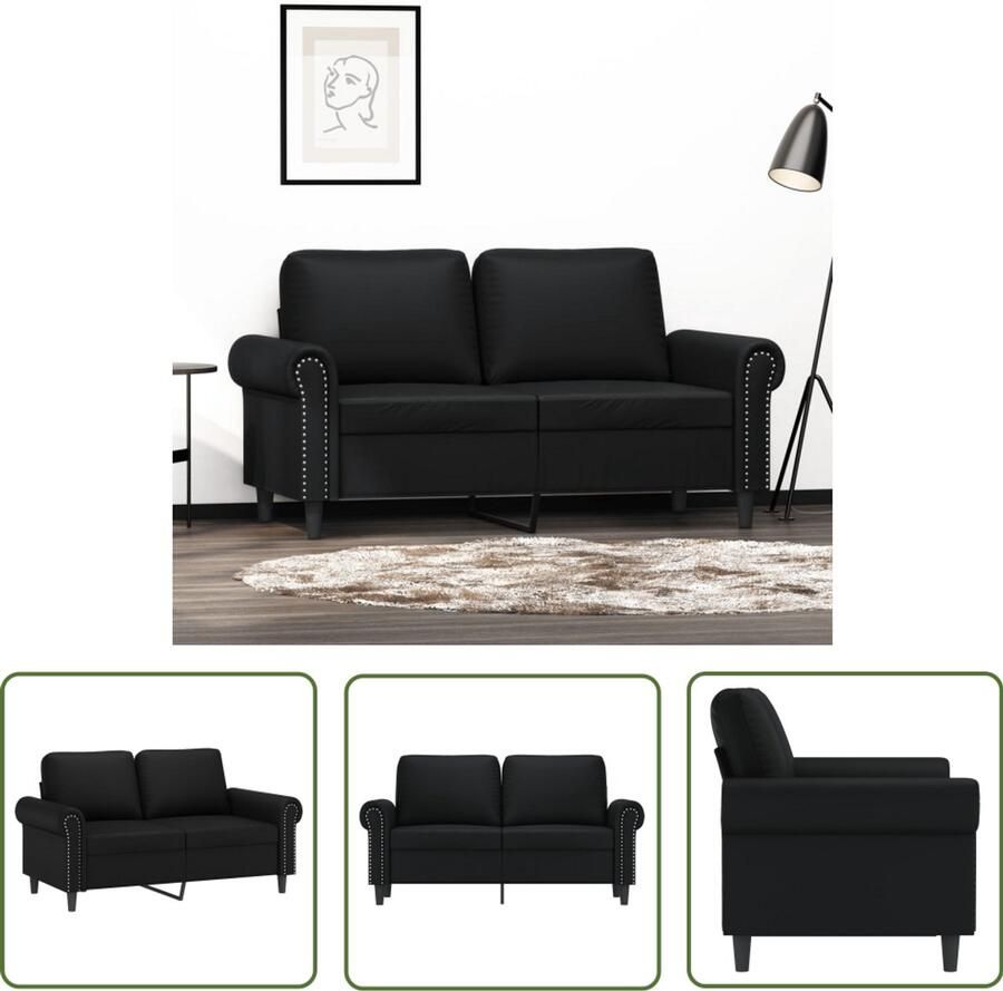 VidaXL Tweezitsbank 120 cm kunstleer zwart Tweezitsbank Zwarte Bank Bankstel Salontafel Kunstleder Bank