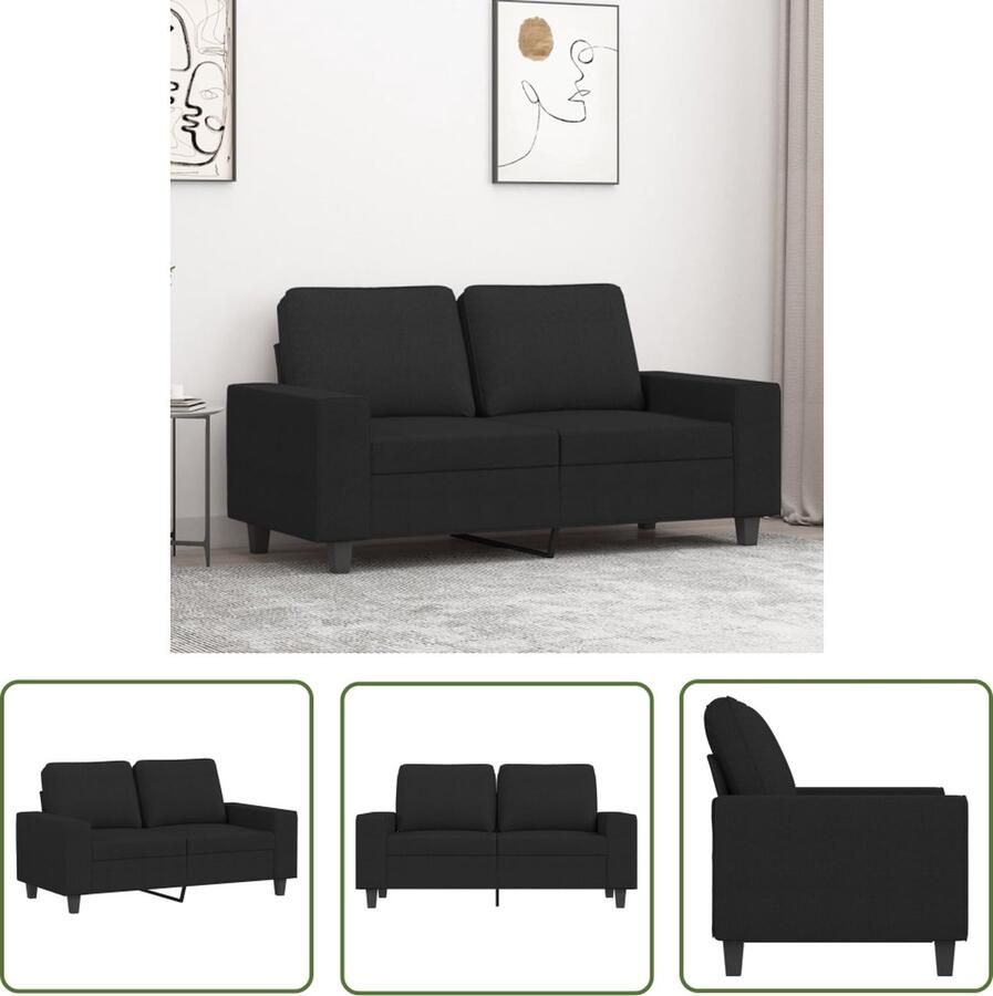 The Living Store 2-zitsbank Duurzame stof Comfortabele zitervaring Zwart 154 x 77 x 80 cm Tweezitsbank Zwarte Bank Bankstellen Salon Meubilair Comfortabele Bank