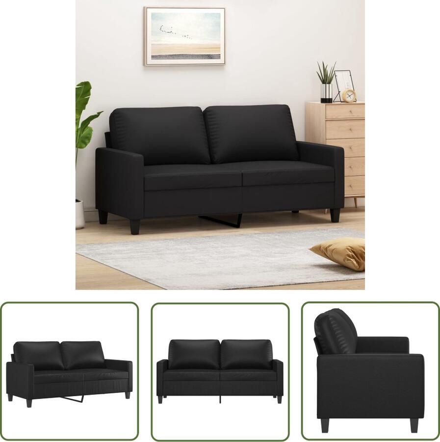 The Living Store Bank 2-zits kunstleer zwart 140x50x41 cm duurzaam stevig en comfortabel Tweezitsbank Zwarte Bank Banks Kopen Salon Meubilair Kunstleder Bank - Foto 3