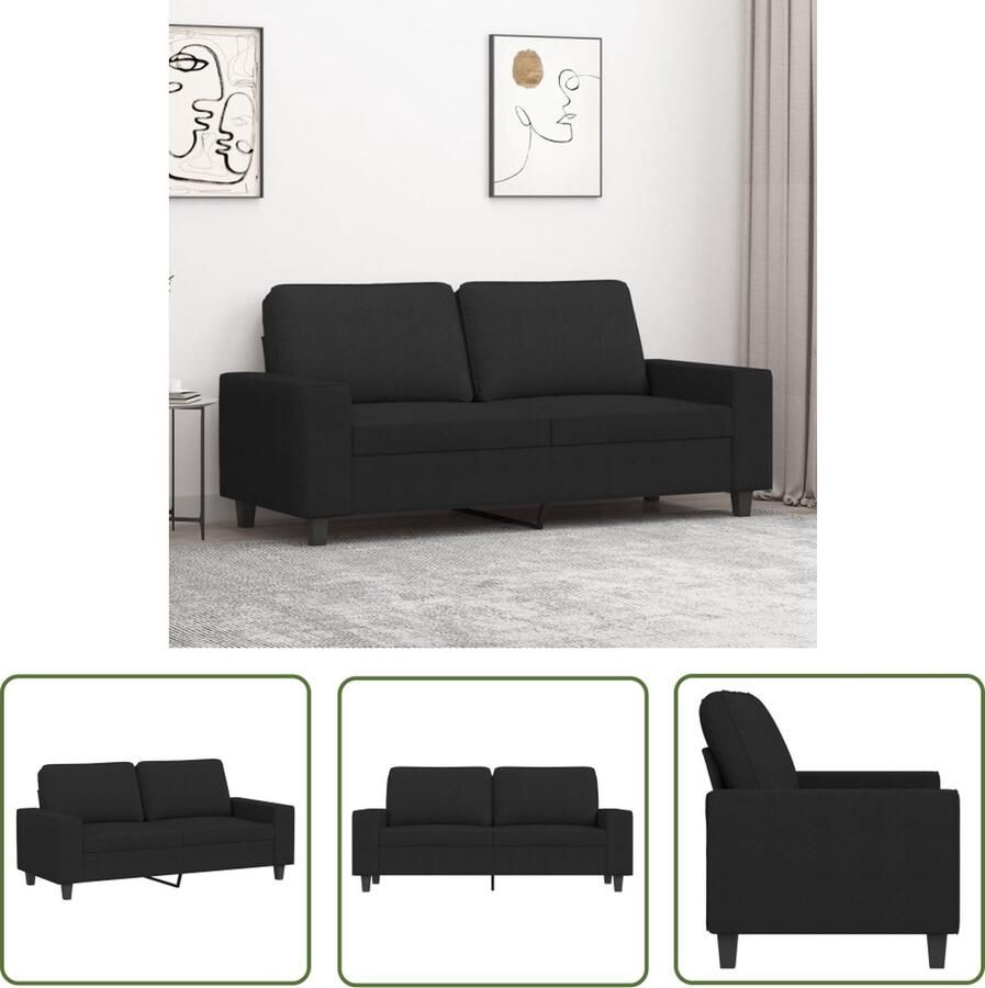 The Living Store Bank Modern 2-zits Zwart 174 x 77 x 80 cm Duurzame stof Tweezitsbank Zwarte Bank Banks Kopen Moderne Bank Lounge Bank
