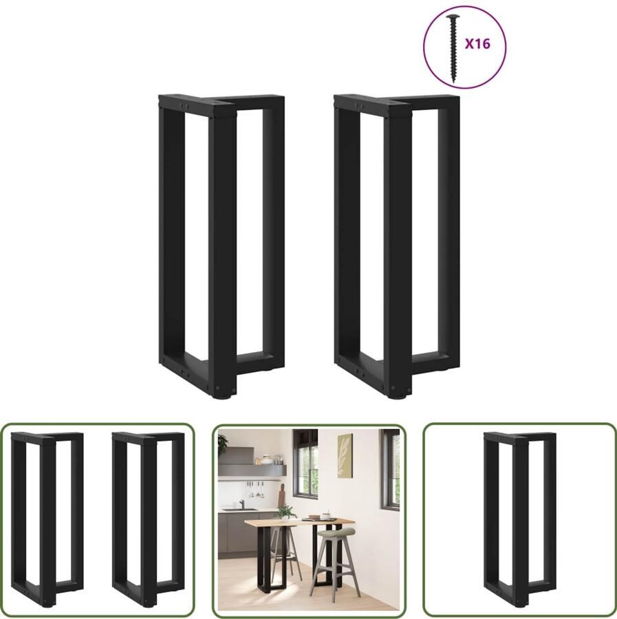 VidaXL Zwarte Bartafelpoten 2 st T-vormig 40x35x(90-91) cm staal zwart T-vormige Tafelpoten Staal Tafelpoten Bartafels