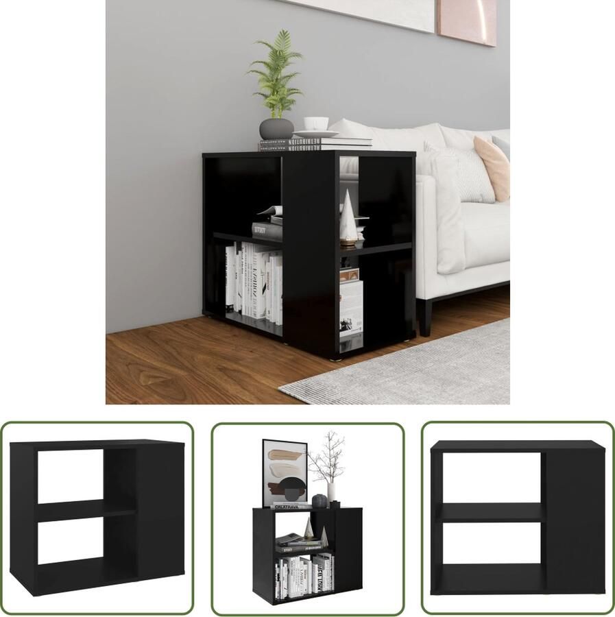 The Living Store Bijzetkast 60x30x50 cm bewerkt hout zwart Bijzetkast Zwarte Bijzetkast Salontafel Tv Tafel Side Table