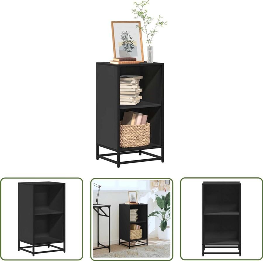The Living Store Boekenkast 40x35x76 cm bewerkt hout zwart Boekenkast Zwarte Boekenkast Houten Boekenkast Industrieel Boekenkast Opbergkast