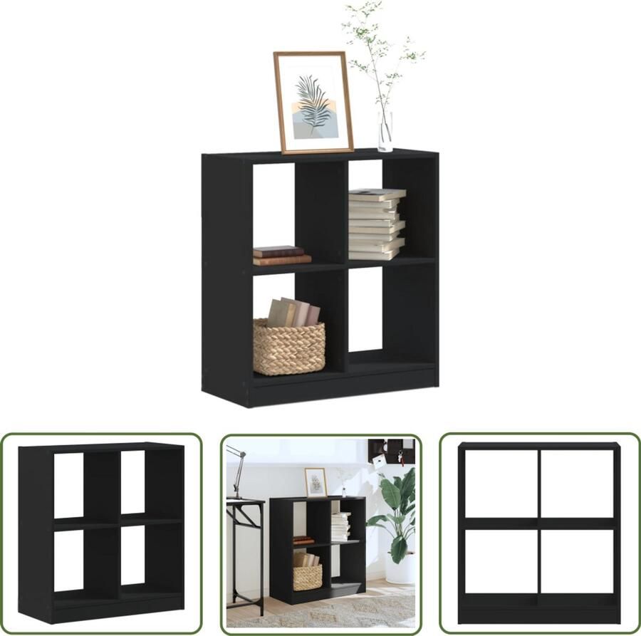 The Living Store Boekenkast 68 5x32x75 cm bewerkt hout zwart Boekenkast Zwarte Boekenkast Houten Boekenkast Opbergkast Bibliotheekkast