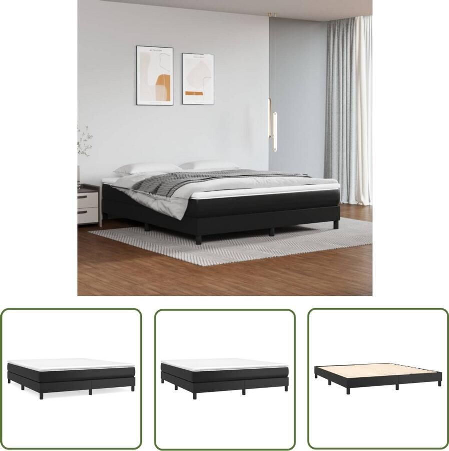 The Living Store Bedframe kunstleer zwart 180x200 cm Bedframe Bedframes Bed Slaapmeubel Bedbodem Ledikant Tweepersoonsbed Slaapbed Bedden Slaapmeubels Slaapmeubelen - Foto 2