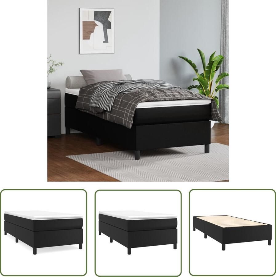 The Living Store Boxspringframe kunstleer zwart 90x200 cm Boxspringframe Boxspringframes Bed Ledikant Slaapmeubel Bedframe Bedbodem Eenpersoonsbed Boxspring Bedden Ledikanten - Foto 2