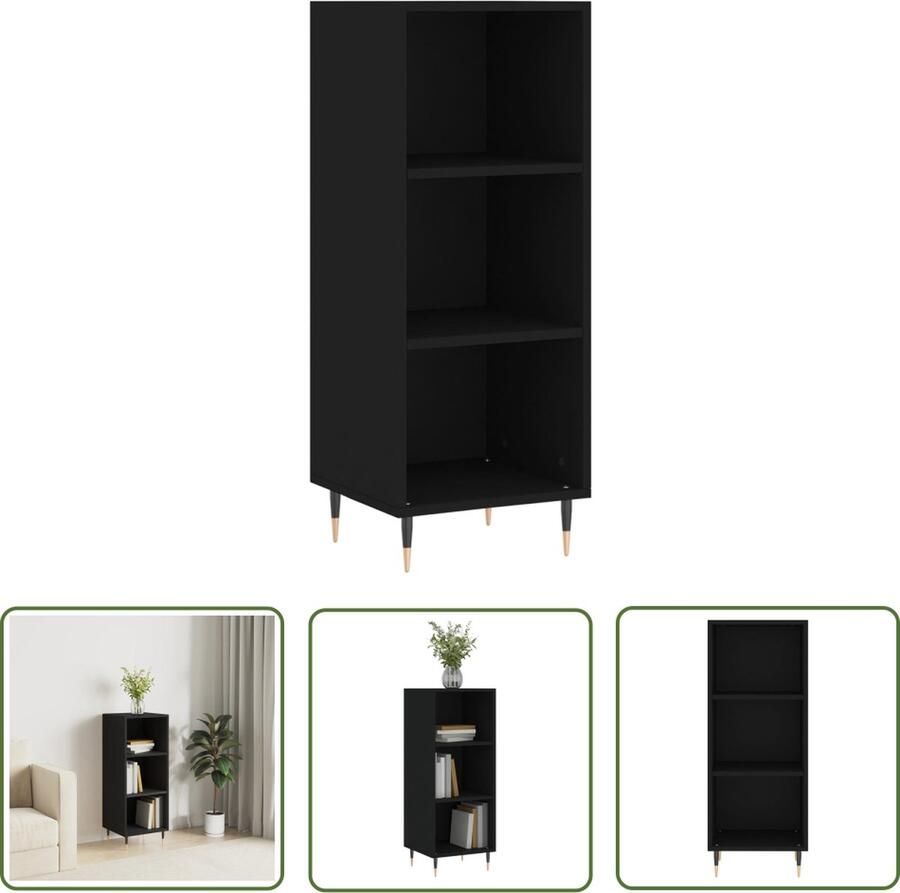 The Living Store Dressoir 34 5x32 5x90 cm bewerkt hout zwart Dressoir Zwarte Dressoirs Houten Dressoir Vintage Dressoir Salontafel