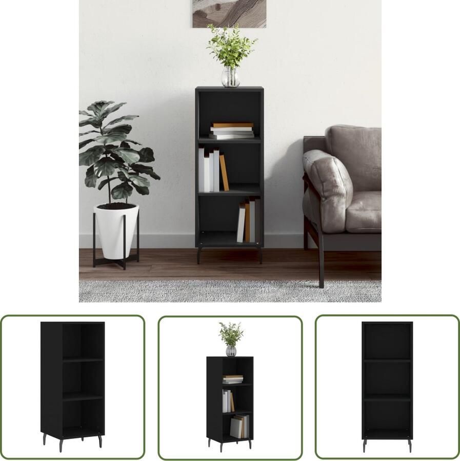 The Living Store Dressoir 34 5x32 5x90 cm bewerkt hout zwart Dressoir Zwarte Dressoirs Houten Dressoir Vintage Dressoir Opbergmeubels