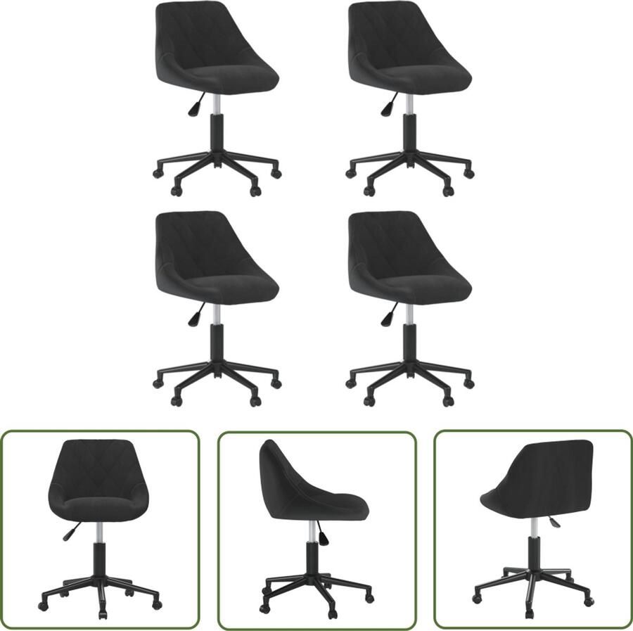 The Living Store Eetkamerstoelen draaibaar 4 st fluweel zwart Draaibare Eetkamerstoel Zwarte Eetkamerstoel Eetkamerstoelen Velvet Design Eetkamerstoel Moderne Eetkamerstoel