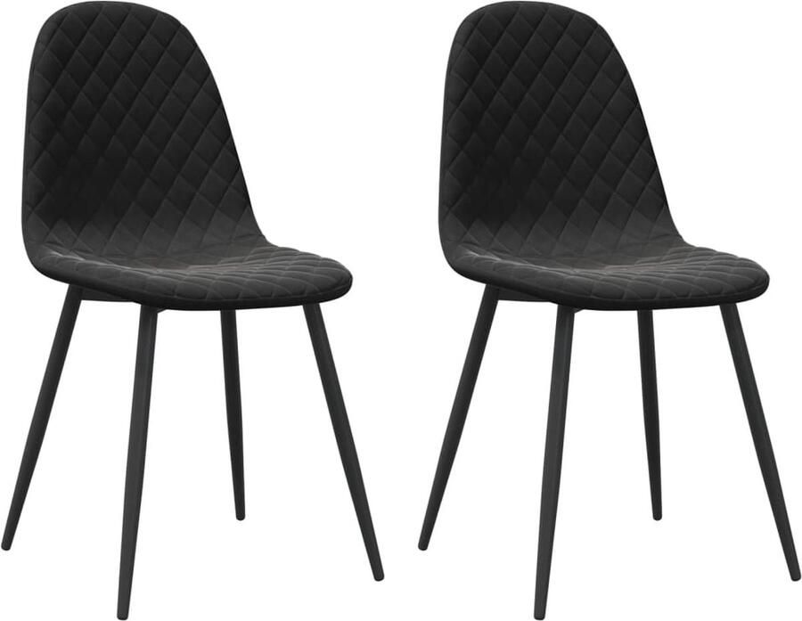 The Living Store Eetkamerstoel Zwart Fluweel 45 x 53.5 x 87 cm Ergonomisch ontworpen Eetkamerstoel Zwarte Eetkamerstoel Design Eetkamerstoel Fluweel Eetkamerstoel Ergonomische Eetkamerstoel - Foto 2