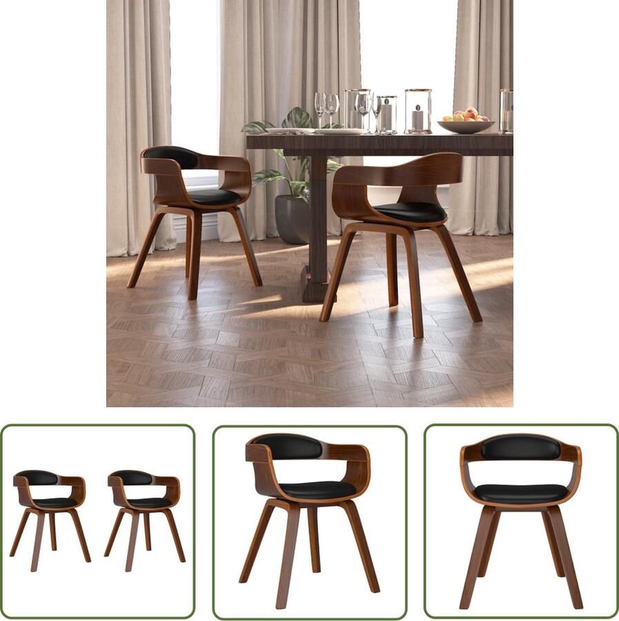 The Living Store Eetkamerstoel Set Zwart 49x51x70 cm Kunstleer Eetkamerstoel Zwarte Eetkamerstoel Kunstleder Eetkamerstoel Eetkamerstoelen Set Salontafel - Foto 2