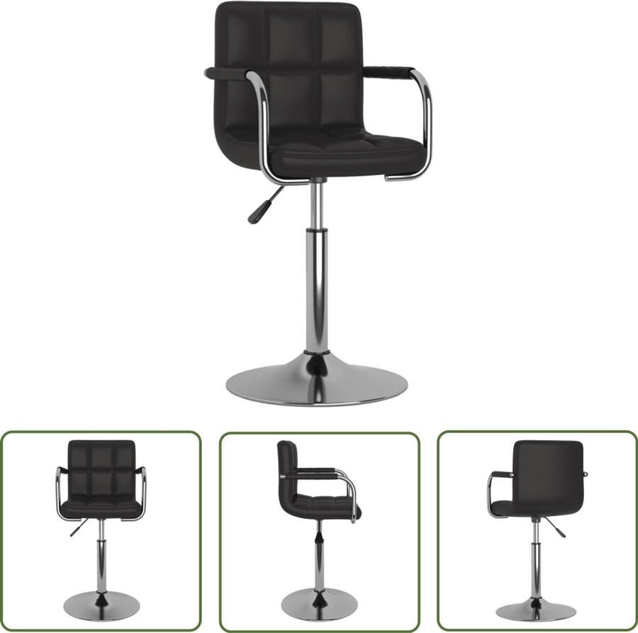 The Living Store Eetkamerstoel kunstleer zwart Eettafel Stoel Zwarte Eetkamerstoel Design Stoel Kunstleder Stoel Draaibare Eetstoel
