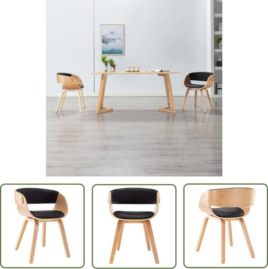 The Living Store Eetkamerstoel Modern Zwart Lichtbruin 53x52x70 cm Draagvermogen 110 kg Eetkamerstoel Zwarte Eetkamerstoel Zwarte Stoel Eetkamermeubel Salontafel - Foto 2