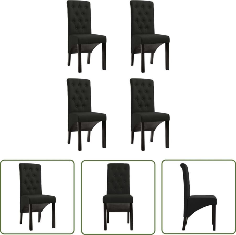 The Living Store Eetkamerstoelen Zwart 42 x 57 x 95 cm Ergonomisch ontworpen Eetkamerstoelen Zwarte Eetkamerstoelen Design Eetkamerstoelen Ergonomische Eetkamerstoelen Comfortabele Eetkamerstoelen - Foto 2