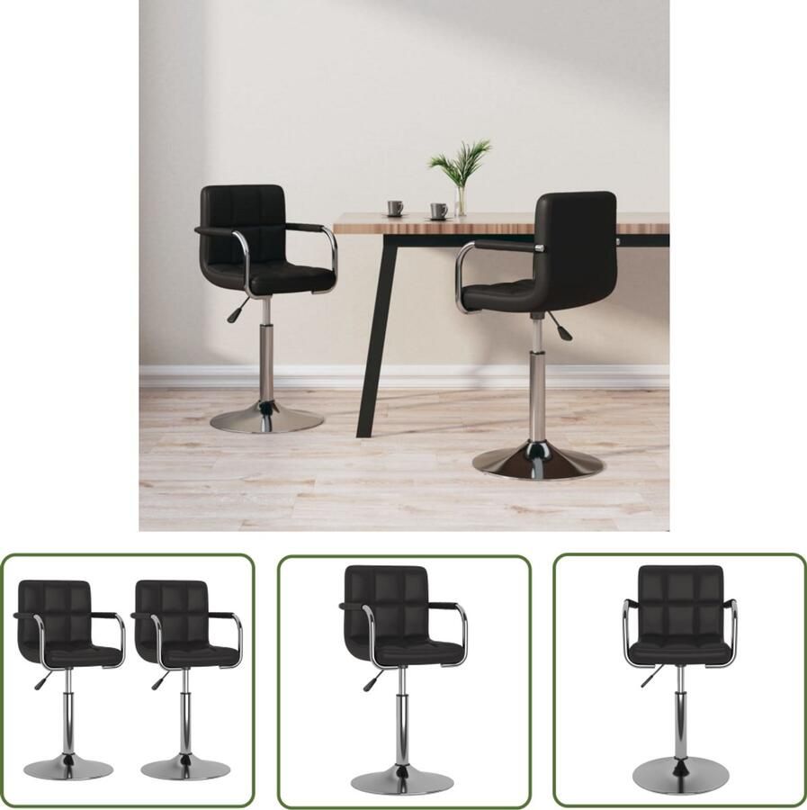 The Living Store Eetkamerstoelen draaibaar 2 st kunstleer zwart Draaibare Eetkamerstoelen Zwarte Eetkamerstoelen Kunstleer Design Eetkamerstoelen Comfortabele Eetkamerstoelen