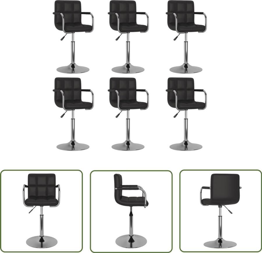 The Living Store Eetkamerstoelen draaibaar 6 st kunstleer zwart Draaibare Eetkamerstoelen Zwarte Eetkamerstoelen Kunstleer Eetkamerstoelen Met Gasveer Ergonomische Eetkamerstoelen