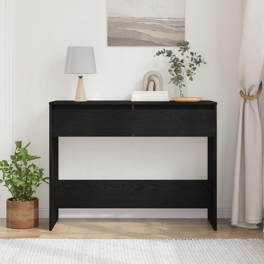 VidaXL Console Tafel Zwart Eiken Gefabriceerd hout 100 x 35 x 76 8 cm