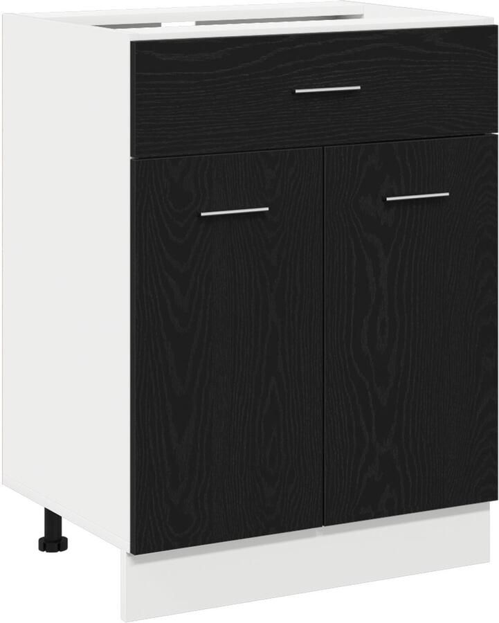 VidaXL Zwarte Eiken Lades Onderkast 60x46x81.5 cm Gemaakt van Bewerkt Hout