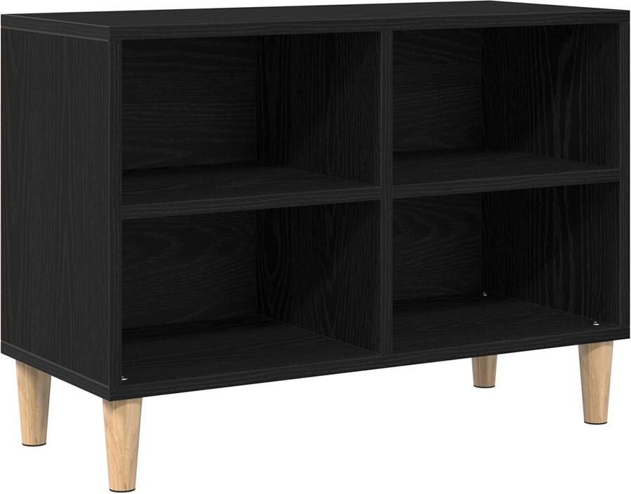 VidaXL TV Kast Zwarte Eiken Bewerkt Hout Medium TV Stand Rechthoekig