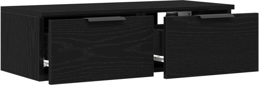 VidaXL Zwarte Eiken Wandkast 68x30x20 cm Gemaakt uit Gefabriceerd Hout - Foto 2