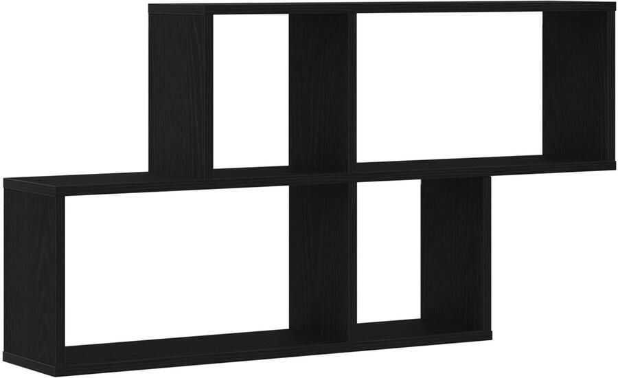 VidaXL Wandplank met plank Zwart eiken 76 x 15 x 53 cm Bewerkt hout