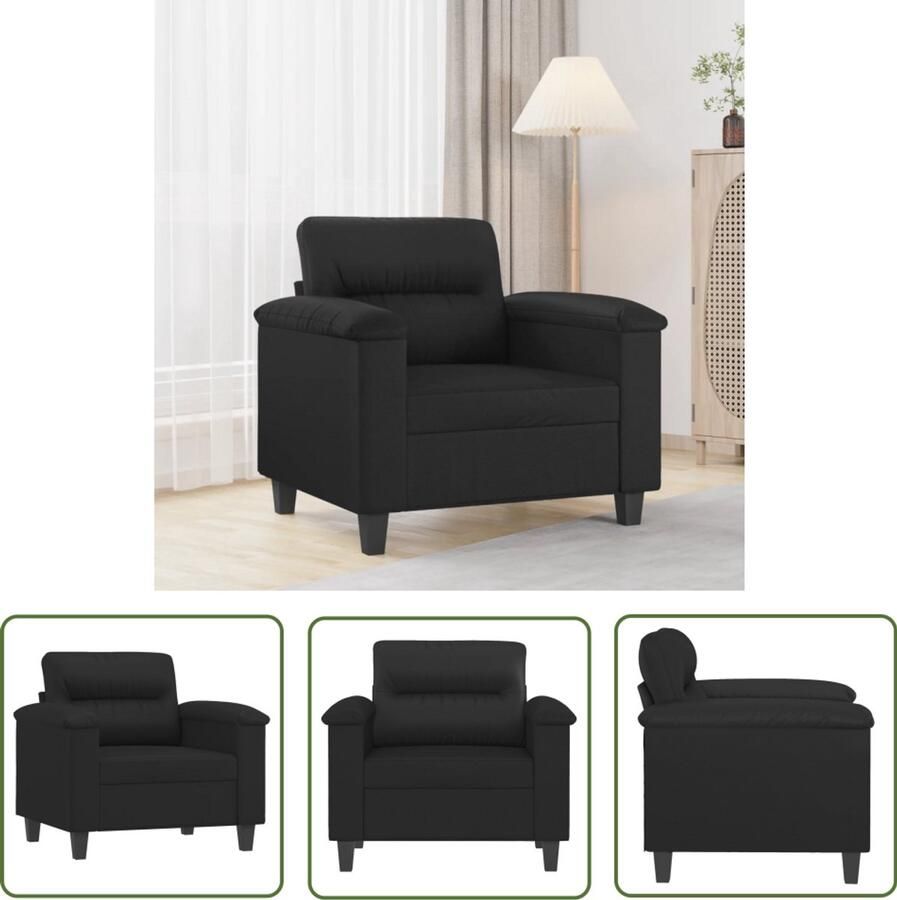 The Living Store Fauteuil 60 cm kunstleer zwart Fauteuil Zwarte Fauteuil Kunstlederen Fauteuil Lounge Fauteuil Comfortabele Fauteuil