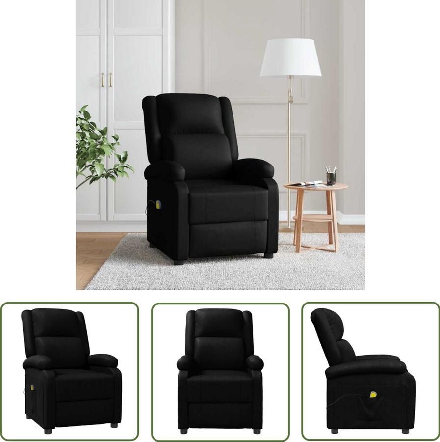 The Living Store Massagestoel kunstleer zwart Massagestoel Massage Fauteuil Elektrische Massagestoel Ergonomische Stoel Relaxfauteuil