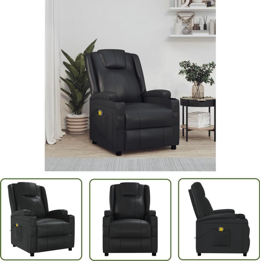 VidaXL Massagestoel kunstleer zwart Massagestoel Zwarte Fauteuil Massagebank Relaxstoel Wellnessstoeltje