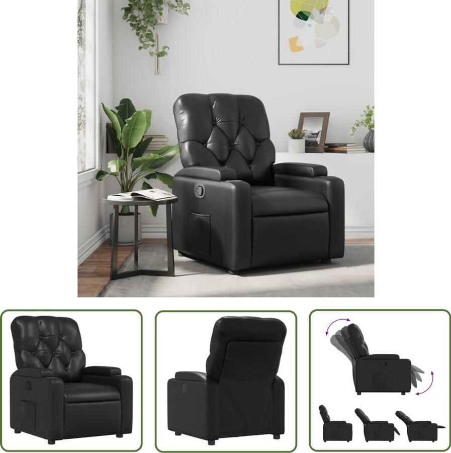 VidaXL Fauteuil verstelbaar kunstleer zwart Verstelbare Fauteuil Zwarte Fauteuil Designfauteuil Lounge Fauteuil Fauteuils