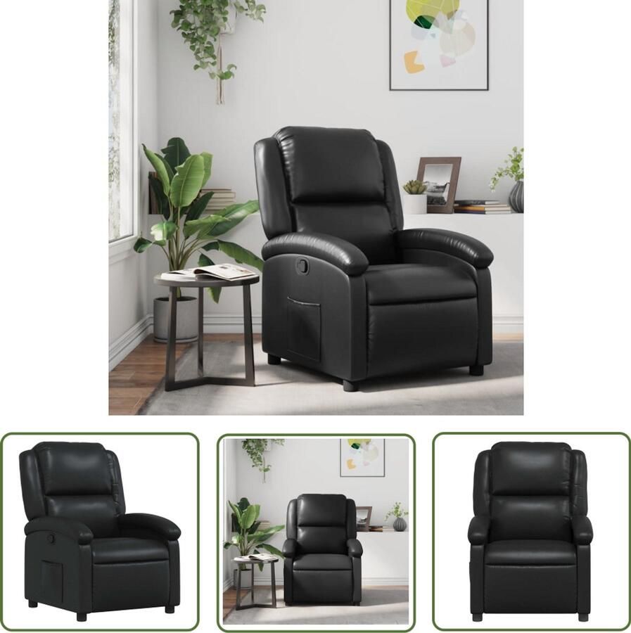 VidaXL Fauteuil verstelbaar kunstleer zwart Verstelbare Fauteuil Zwarte Fauteuil Lounge Stoel Fauteuils Kopen Kunstleder Fauteuil