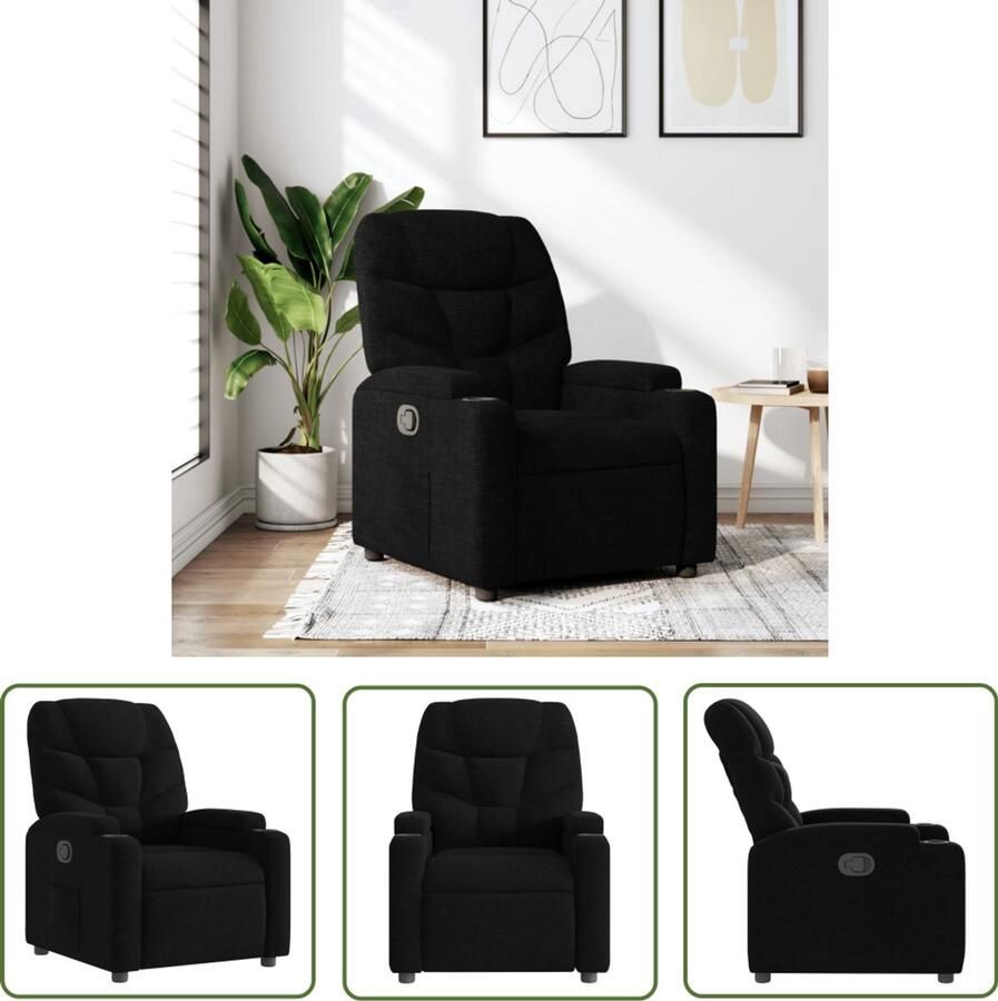 VidaXL Fauteuil verstelbaar stof zwart Verstelbare Fauteuil Zwarte Fauteuil Lounge Stoel Relaxfauteuil Fauteuils Kopen